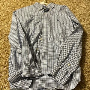 Ralph Lauren Men’s dress shirt, custom fit, medium, blue and white checked